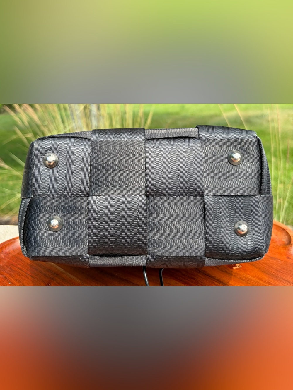 Vintage Harvey’s “The Original Detroit” Seatbelt Bag Small Tote Black EUC - Picture 10 of 14